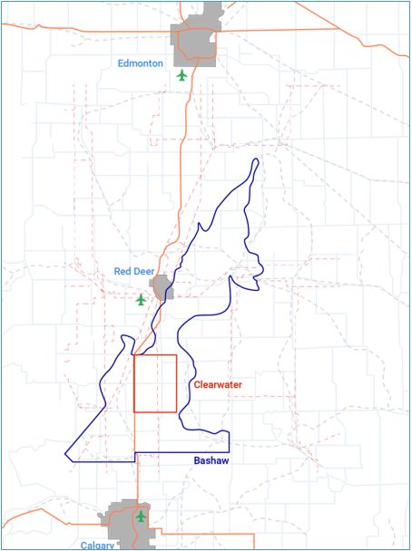 E3 Lithium Bashaw District resource map
