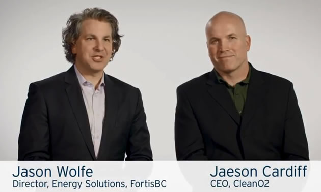 Pictures of Jason Wolfe, director of energy solutions at Fortis BC and Jaeson Cardiff, CEO of CleanO2