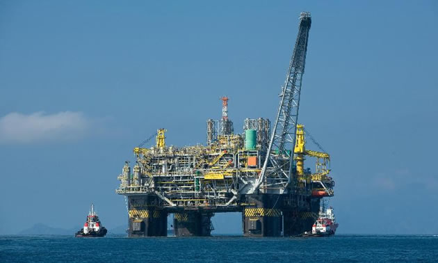 An offshore oil drilling platform.