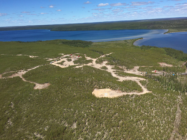 An aerial view of the region where NexGen Energy Ltd is drilling. 