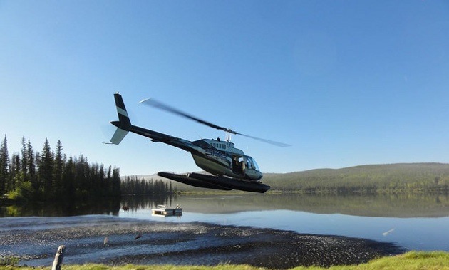 A helicopter takes part in lake sediment sampling for Geoscience BC's TREK (Targeting Resources through Exploration and Knowledge) Project last summer in a 24,000-square-km section of British Columbia's northern Interior Plateau, south and west of Vanderhoof.