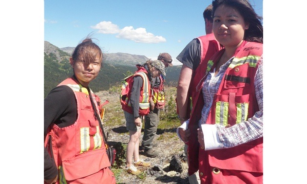Two students of the WEST program caught during a candid moment while working in the field in 2013. 