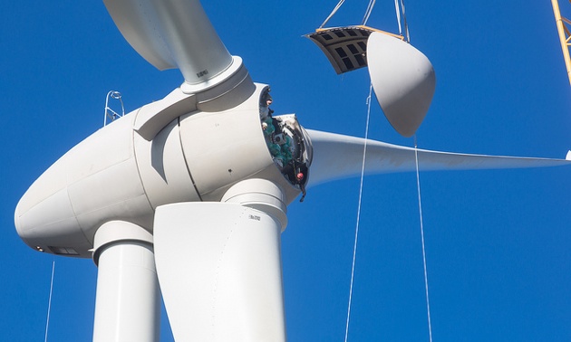 Assembling the hub of one of the turbines.  