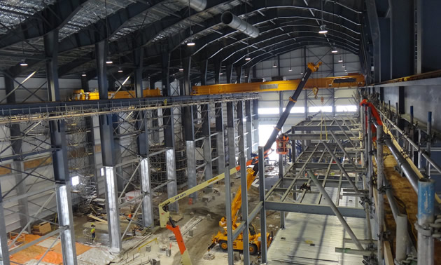 Internal steel structures of Brucejack's mill are shown, October 2016.