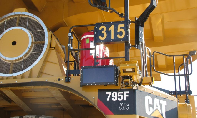 Ralph’s Radio Ltd. makes 24-inch by 16-inch rectangular sign for use on haul trucks.