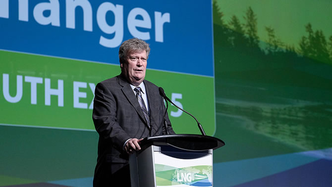 Minister Rich Coleman, seen here addressing a recent LNG-BC conference, introduced two new industry safety amendments.