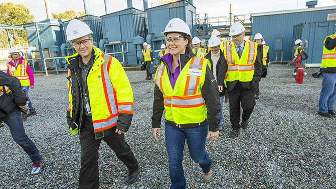 BC Premier Christy Clark and FortisBC officials tour the Tilbury LNG facility project.