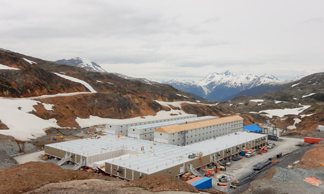Brucejack's camp building is shown in construction, June 2016.