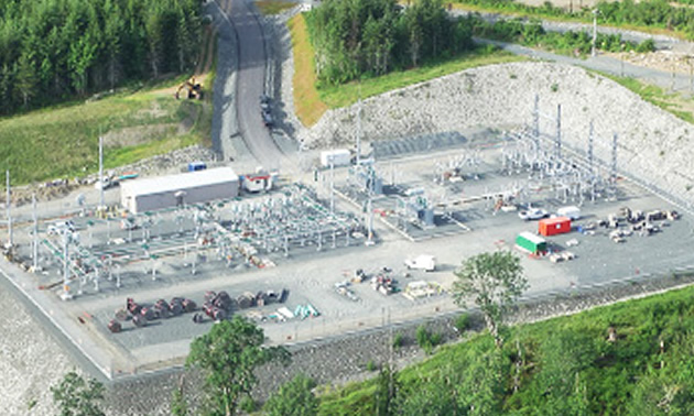 Aerial view of the Buckley Bay substation on Vancouver Island. 