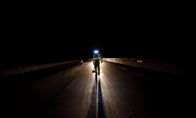 Man illuminated by halo light