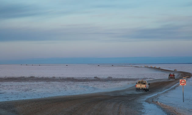 The new all-season gravel road is 138 kilometres, long connecting  Inuvik to the coastal town of Tuktoyaktuk, Northwest Territories.