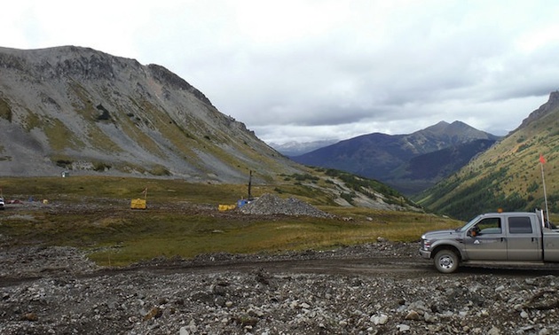 Drilling underway at the Kemess East site in August 2014.
