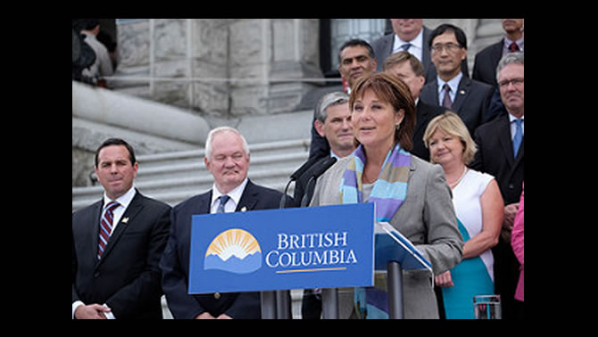 B.C. Premier Christy Clark announces the LNG Project Agreement Act. 