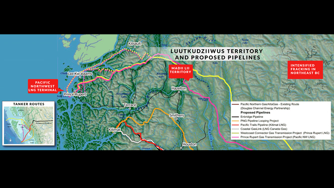 Map of proposed pipelines in Luutkudziiwus territory.