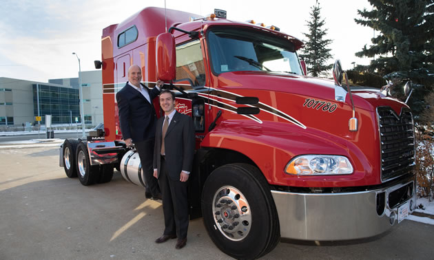 Left: NAIT President and CEO Dr. Glenn Feltham. Right: Dr. Paolo Mussone, NAIT’s applied bio/nanotechnology industrial research chair.
