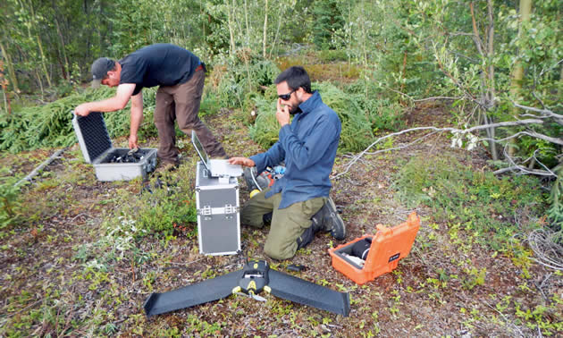 Computer work in the field.