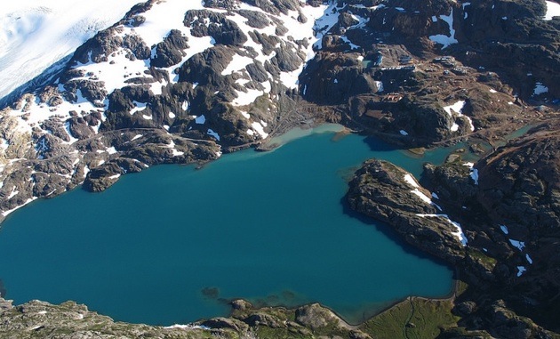 Ariel photo of Brucejack Lake. 