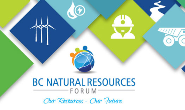 Banner for the BC Natural Resources forum, with blue and green graphics of various energy symbols.
