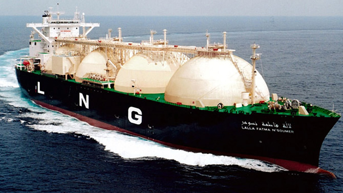 LNG ship in ocean. 