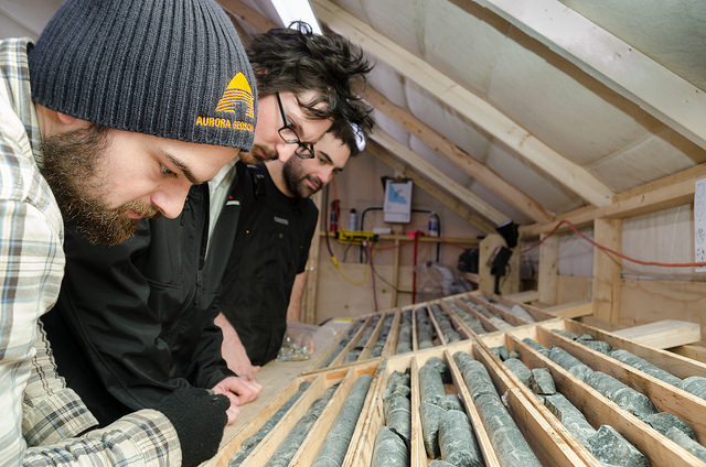 Analyzing kimberlite drill core at Bob Camp, Kennady North Project, Kennady Diamonds Inc.