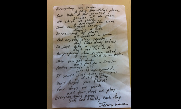 Lane wrote this poem about the life of a coal miner.