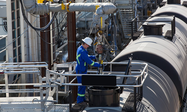 A train being loaded at Cenovus's Bruderheim Energy Terminal.