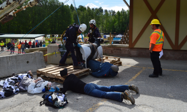 Men harness a barrel shaped like a cow