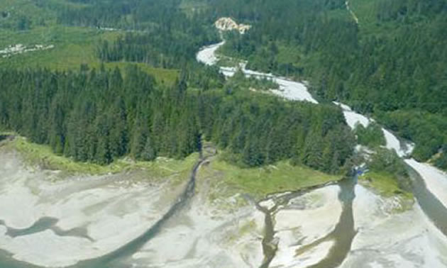 Aerial view of the Box Canyon project in Howe Sound, British Columbia.