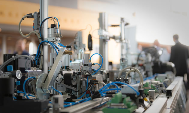 Participants enrolled in Simon Fraser University's new Siemens Mechatronic Systems Certification Program will receive extensive training on state-of-the-art industrial equipment (pictured here).