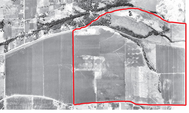 an aerial view in black and white