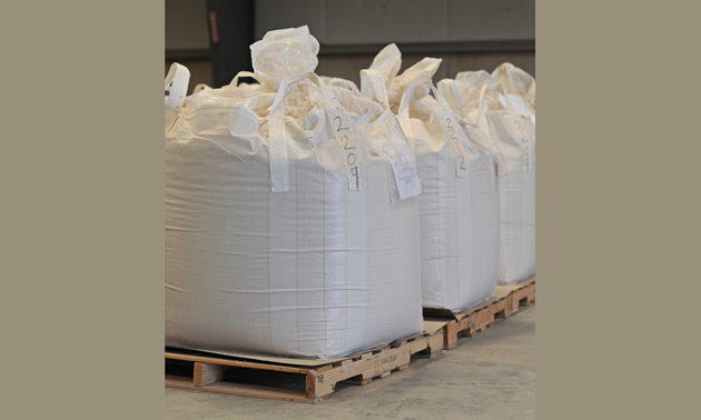 Pallets hold huge bundles of Azomite