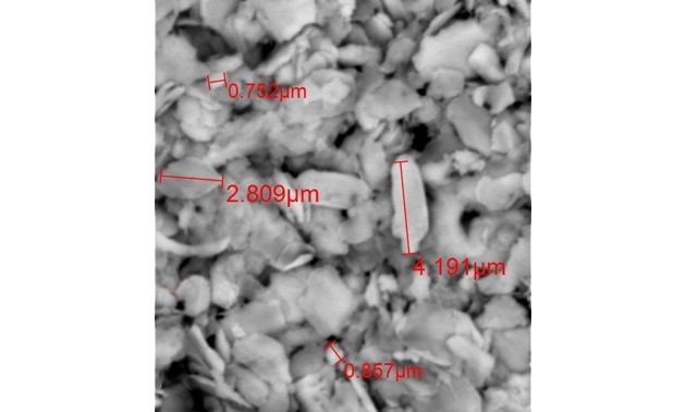 Trapped particles ranging in size down to below 1 micron.