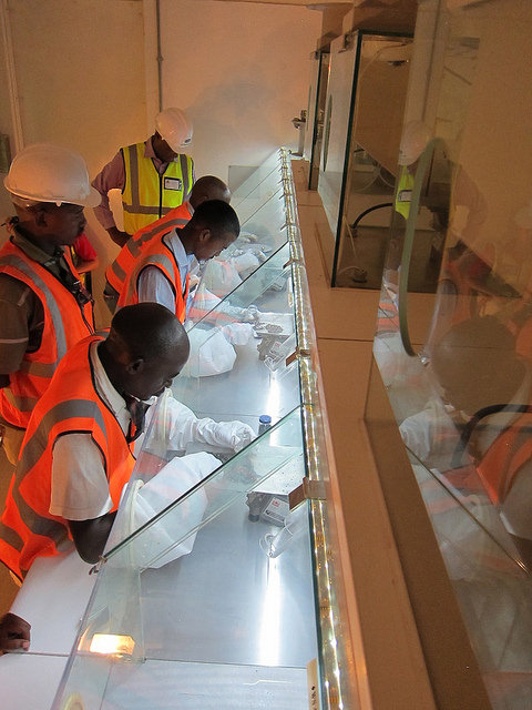 Sorting diamonds at the Karowe diamond mine