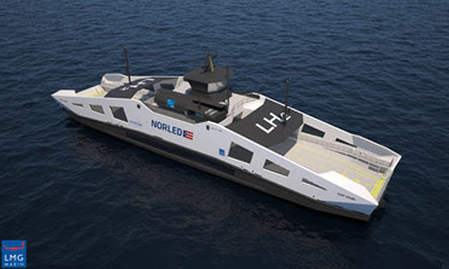 Aerial view of the Norled vessel ferry.