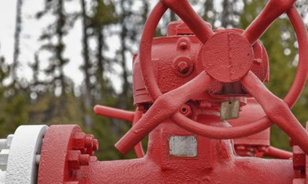 Picture of pipeline painted red. 