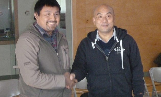 Chief Mike Matou and CEO Richard Li following signing of Co-operation Agreement in Nahanni Butte, NWT.