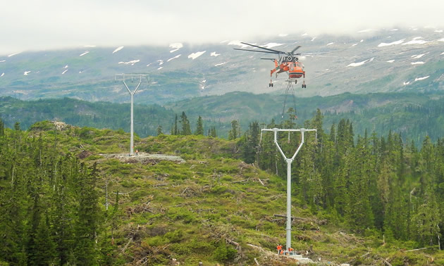 Brucejack's transmission line towers were installed, July 2016.