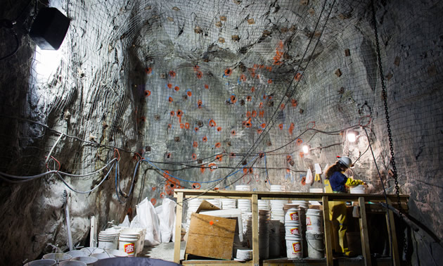 This photo shows the underground construction on the mine infrastructure. 
