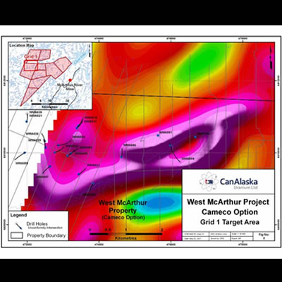 West McArthur Project - Grid 1 target area map. 
