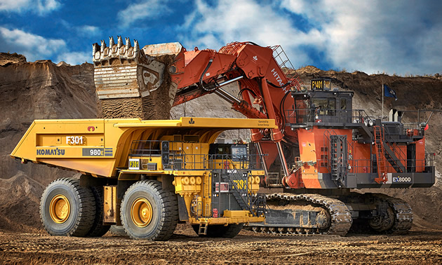 Heavy equipment at Alberta oilsands site. 