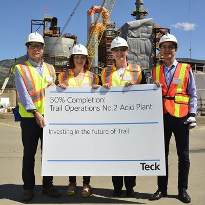 Teck Trail’s new state-of-the-art acid plant hits the halfway mark of construction