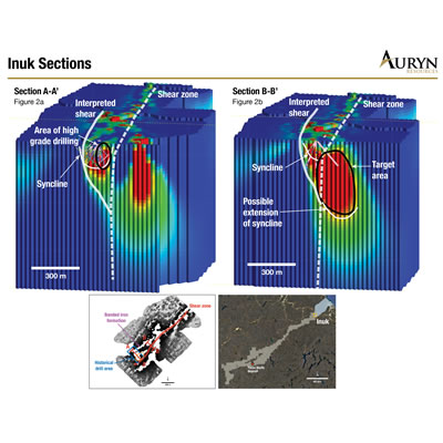 Auryn expands mineralized system at the Inuk prospect by 400 meters and provides portfolio update