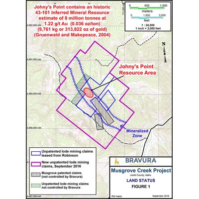 Bravura announces submission of plan of operations application for its Musgrove Creek Project